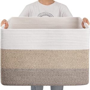 Hot Deals Today 🇺🇸 – OIAHOMY 108L Super Large Blanket Basket, 25”x16”x16”(108L) Rectangle...