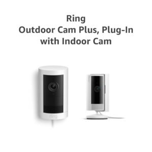 Hot Deals Today 🇺🇸 – All-new Ring Outdoor Cam Plus Plug-In, White with Ring Indoor Cam, White