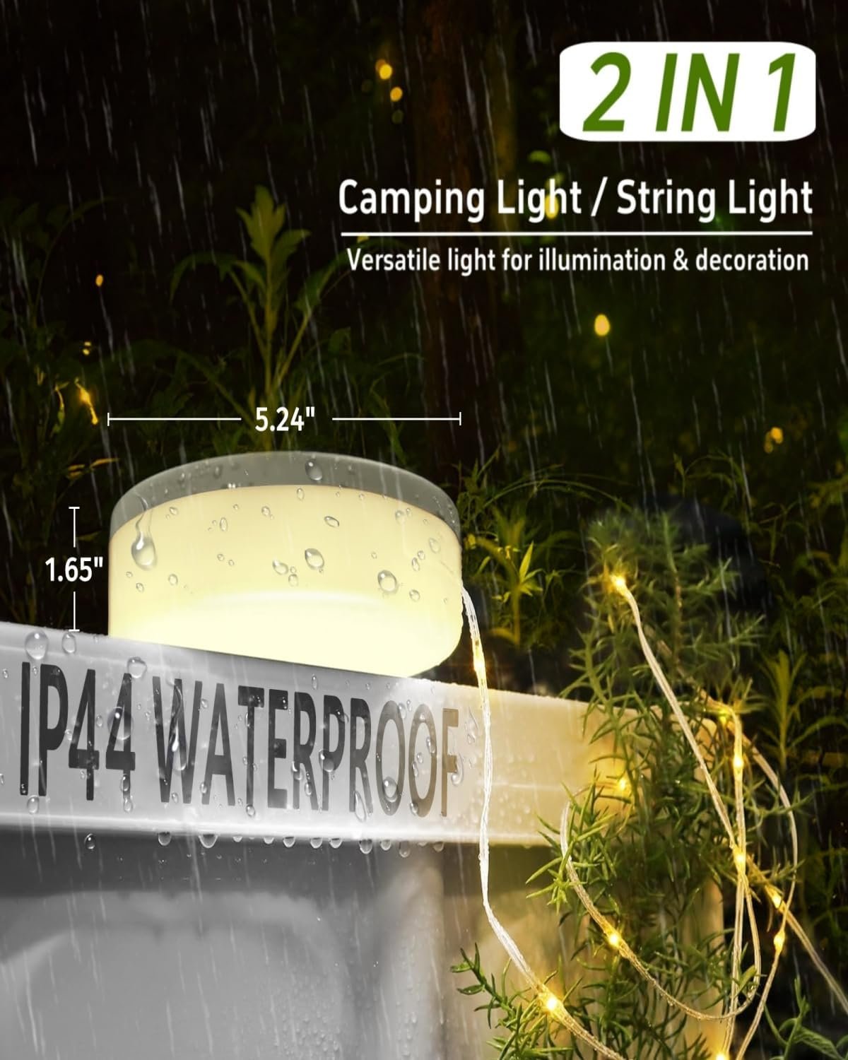 Hot Deals Today 🇺🇸 - Solar Camping String Lights, 39.4 FT Fairy String Light, 4 in 1 Portable Waterproof Camp Lamp with 8 Lighting Modes, Hanging Rechargeable Tent Lantern for Christmas Decorations Patio Party Essentials - Image 5