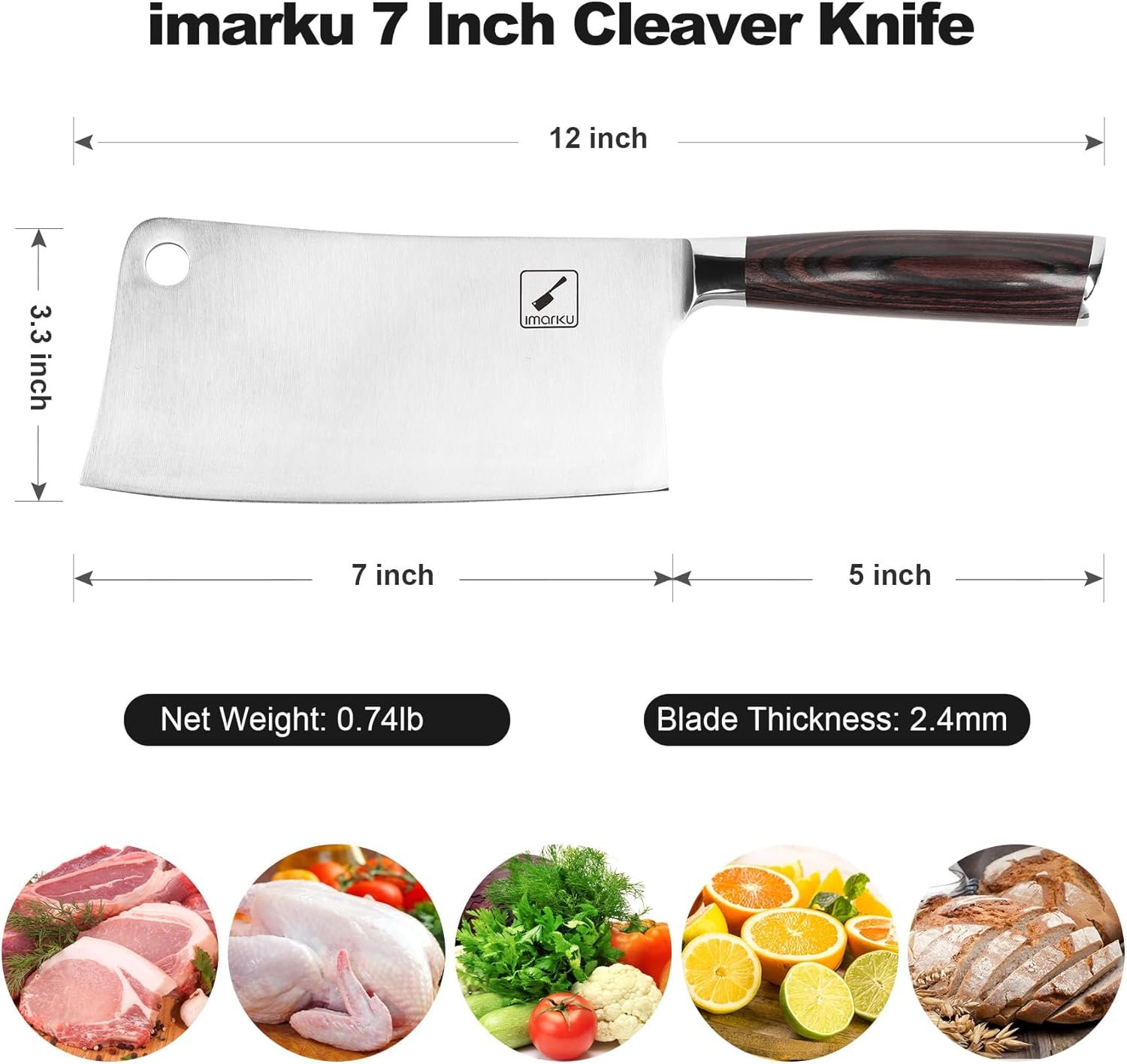Hot Deals Today 🇺🇸 - imarku Cleaver Knife 7 Inch Meat Cleaver - Japan High Carbon Stainless Steel Butcher Knife with Ergonomic Handle, Ultra Sharp Chopping Knife, Kitchen Gadgets for Home/Restaurant, Gifts for Men Women - Image 3