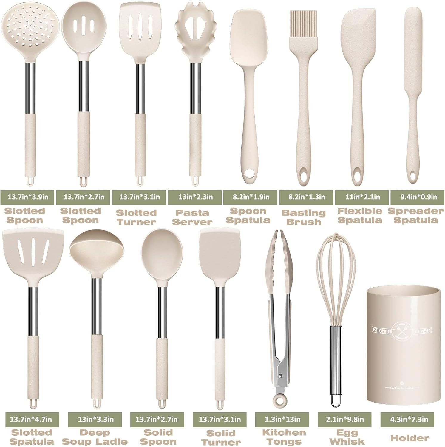 Hot Deals Today 🇺🇸 - Stainless Steel Kitchen Cooking Utensil Set, Umite Chef 15 pcs Utensils - Nonstick Cookware Set Spatula -Kitchen Gadgets Tools Gift - Image 3