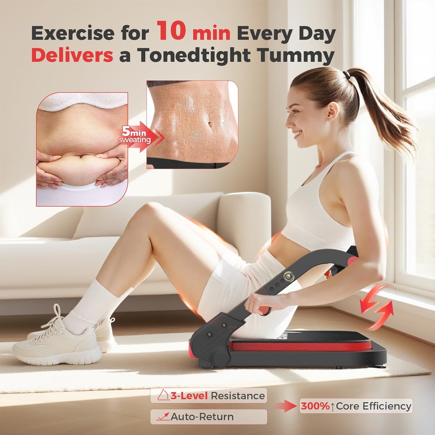 Hot Deals Today 🇺🇸 - Ab Machine,Sit Up Exercise Equipment& Core Machine, Workout Equipment,Adjustable Ab Trainer with 3 Resistance Levels and Removable Auxiliary Handle - Image 4