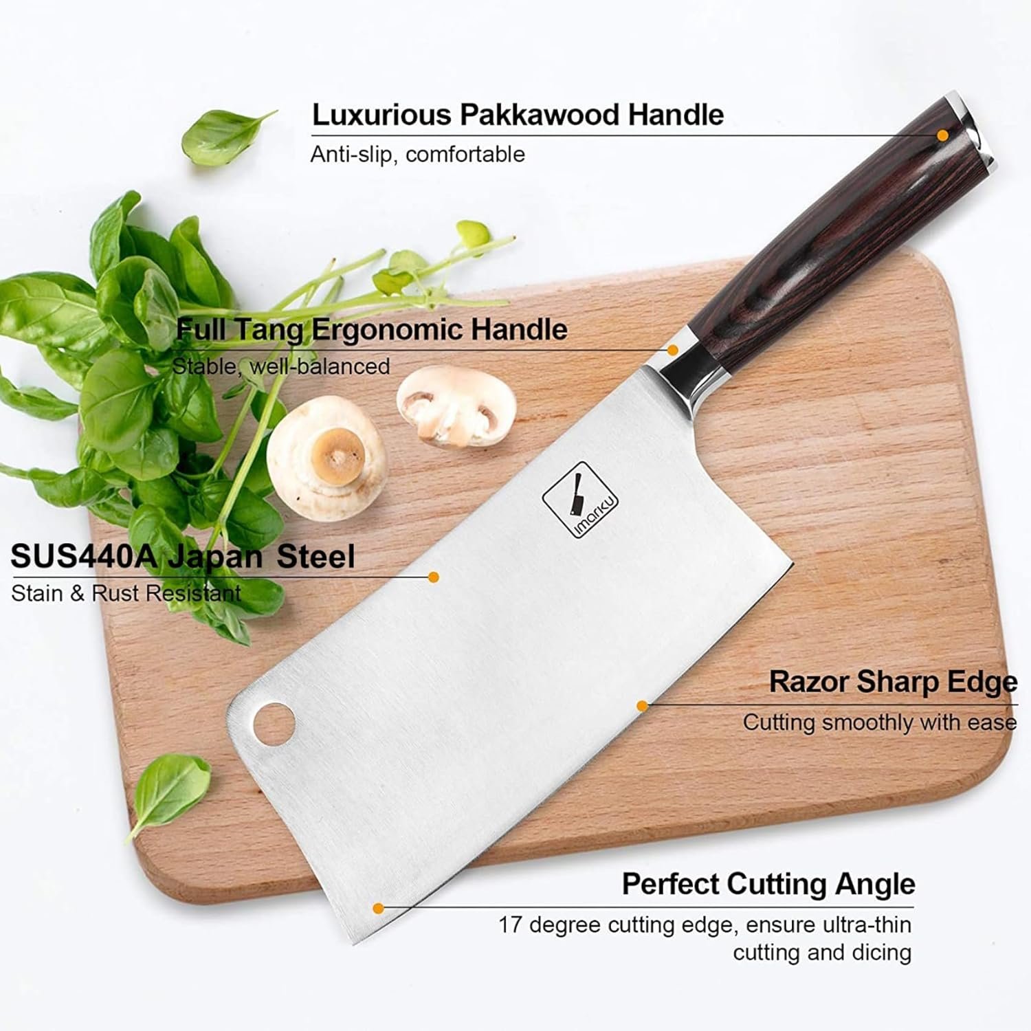 Hot Deals Today 🇺🇸 - imarku Cleaver Knife 7 Inch Meat Cleaver - Japan High Carbon Stainless Steel Butcher Knife with Ergonomic Handle, Ultra Sharp Chopping Knife, Kitchen Gadgets for Home/Restaurant, Gifts for Men Women - Image 4