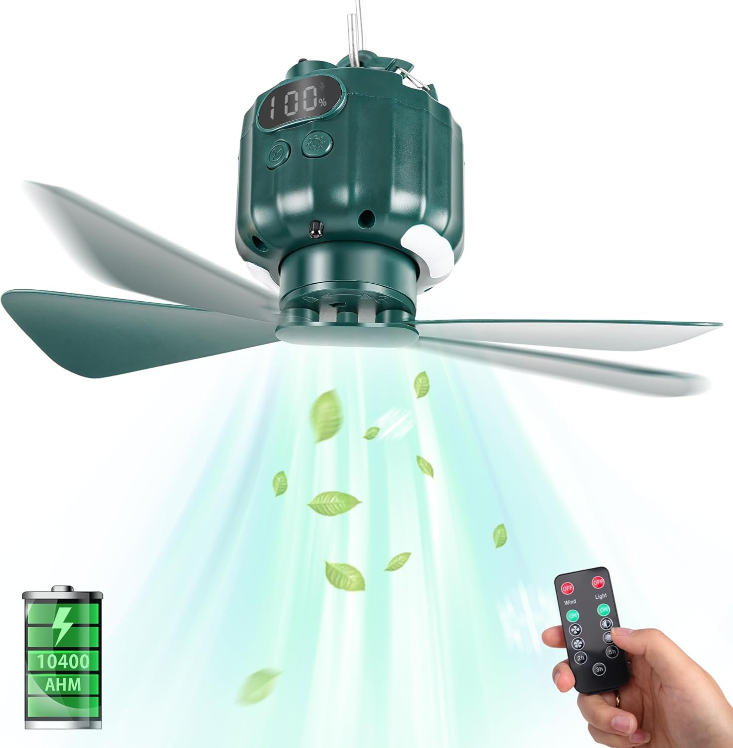 Hot Deals Today 🇺🇸 - DUKUSEEK Tent Ceiling Fans for Camping Hanging, Portable Tent Fans with Light and Remote Control, Power Bank, USB Battery Operated Camping Fan with Hanging Hook for Outdoor, Car, RV - Image 2