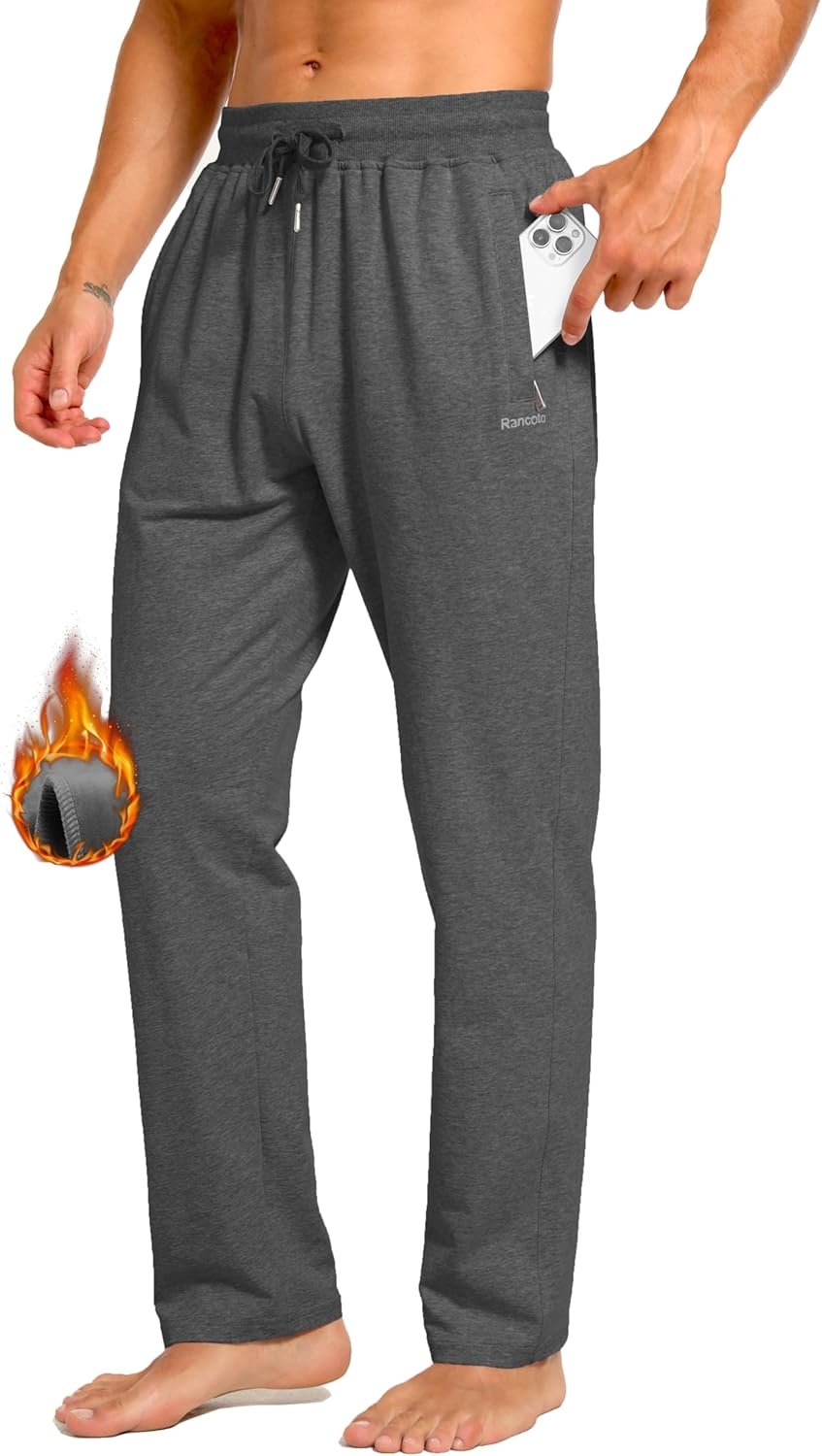 Hot Deals Today 🇺🇸 - Men's Fleece Lined Sweatpants Winter Athletic Workout Thermal Warm Pants with Zipper Pockets - Image 2