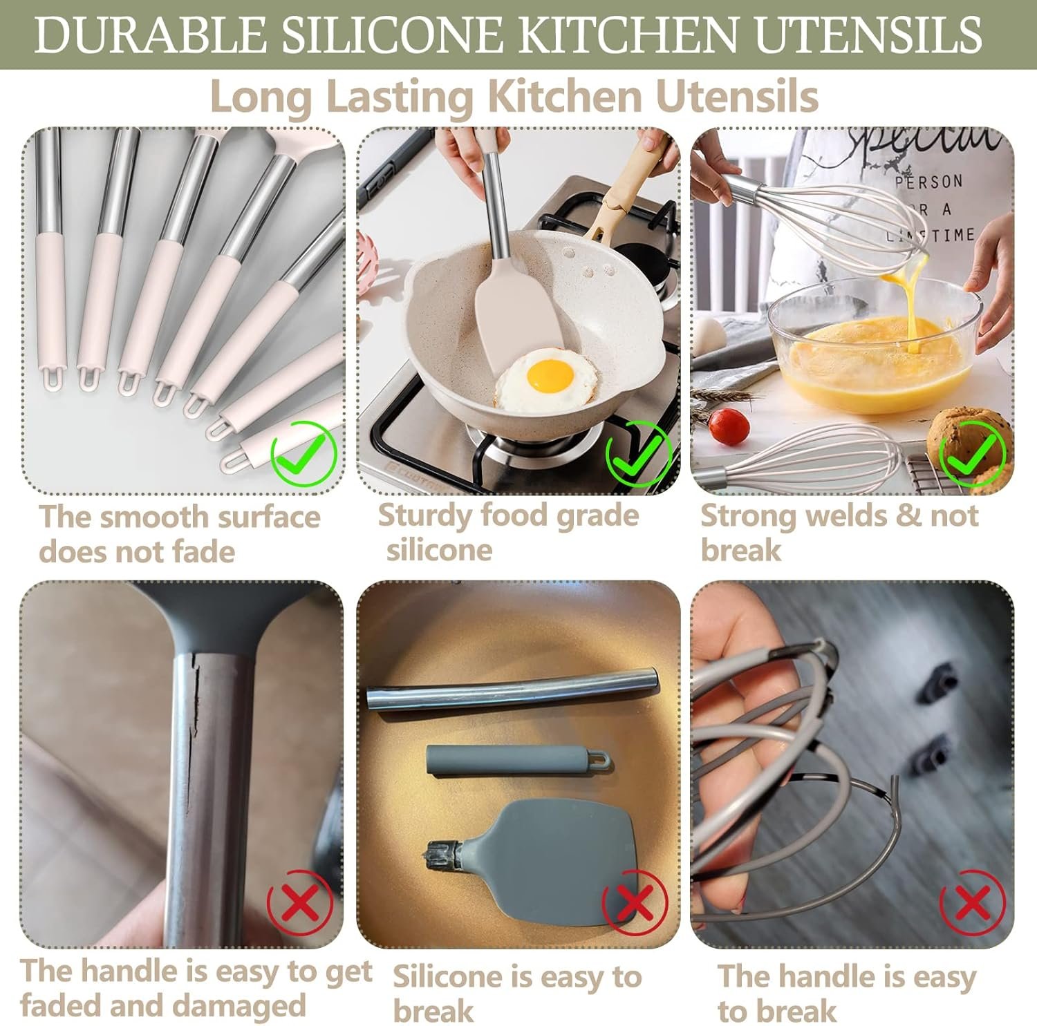 Hot Deals Today 🇺🇸 - Stainless Steel Kitchen Cooking Utensil Set, Umite Chef 15 pcs Utensils - Nonstick Cookware Set Spatula -Kitchen Gadgets Tools Gift - Image 6