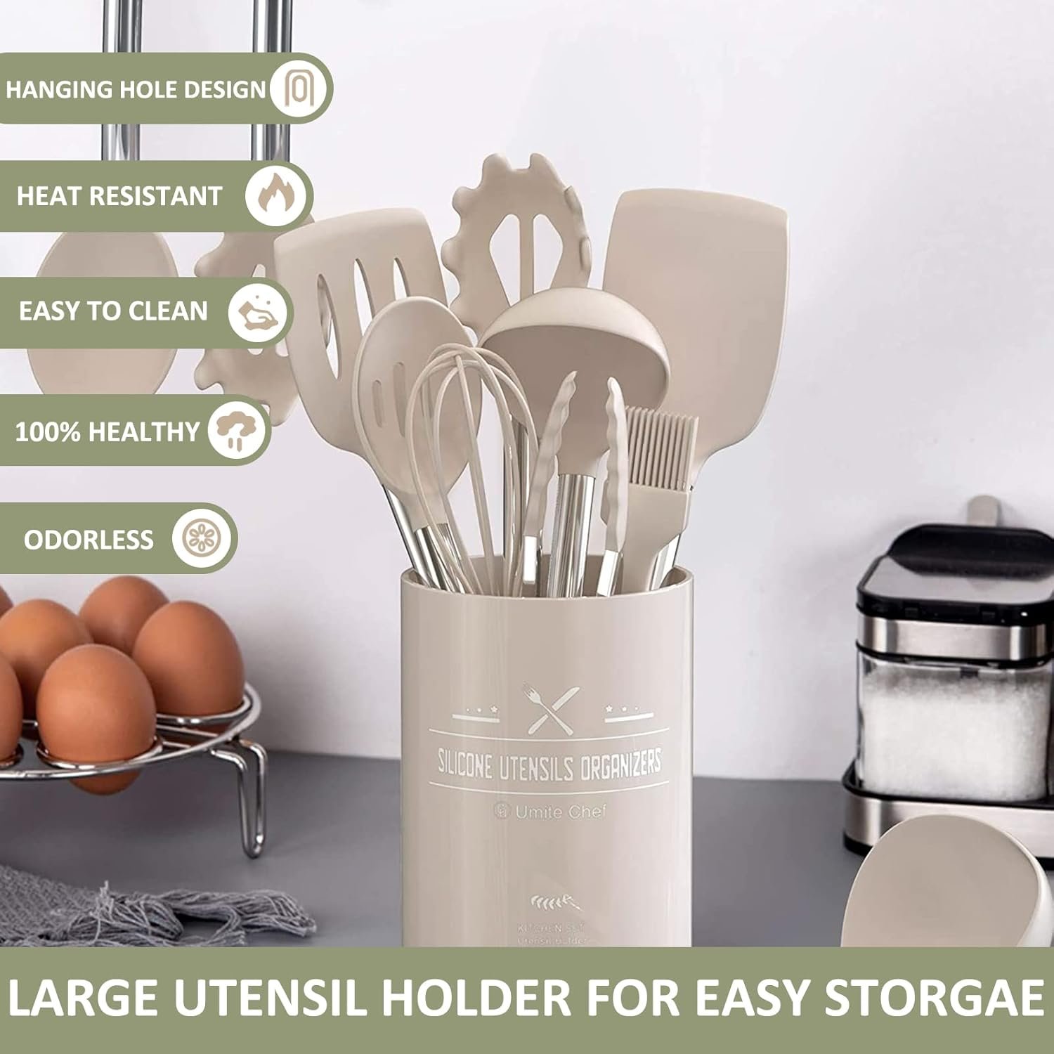 Hot Deals Today 🇺🇸 - Stainless Steel Kitchen Cooking Utensil Set, Umite Chef 15 pcs Utensils - Nonstick Cookware Set Spatula -Kitchen Gadgets Tools Gift - Image 8