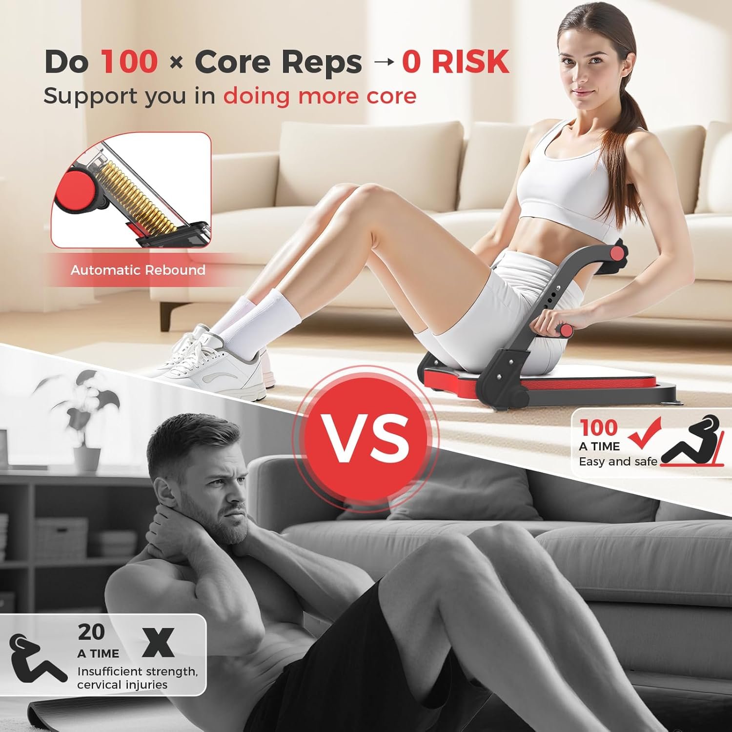 Hot Deals Today 🇺🇸 - Ab Machine,Sit Up Exercise Equipment& Core Machine, Workout Equipment,Adjustable Ab Trainer with 3 Resistance Levels and Removable Auxiliary Handle - Image 5