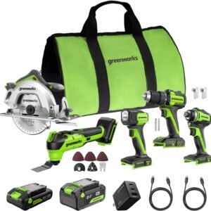 Hot Deals Today 🇺🇸 – GREENWORKS 24V (5-TOOL) Combo (Drill + Impact Driver + Circular Saw...