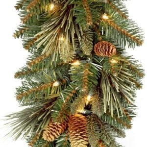 Hot Deals Today 🇺🇸 – National Tree Company 9 ft Pre-Lit Carolina Pine Artificial Christmas Garland, Christmas Decoration with Pinecones, 100 Clear Lights, 240 Tips, Green