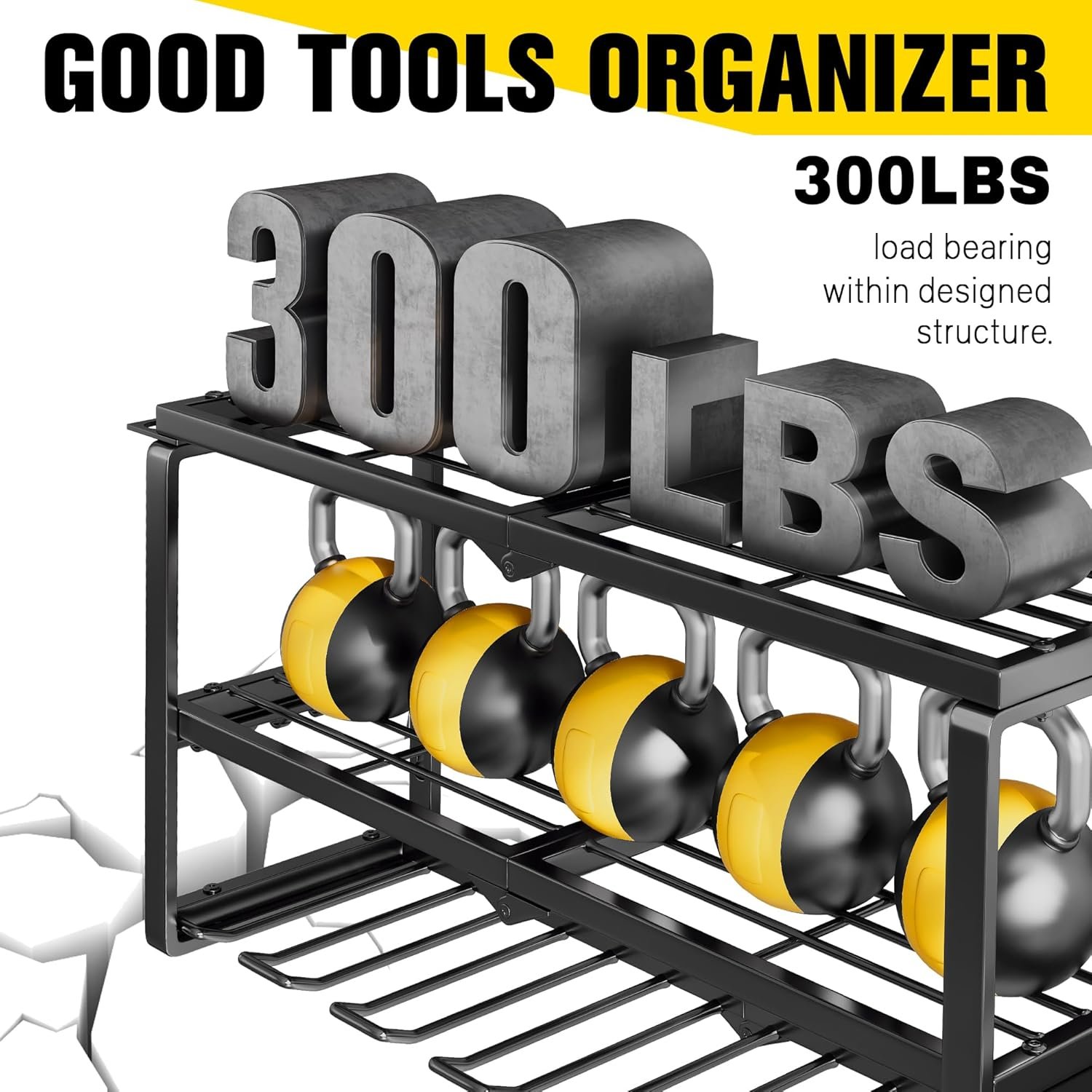 Hot Deals Today 🇺🇸 - Power Tool Organizer Wall Mount - 300Lbs Load 3 Layers Storage Rack with 7 Drill Holders for Drills Cordless Tools. Heavy Duty Iron Garage Tool Organizer Storage for Workshop Shed Pegboard Basement - Image 4