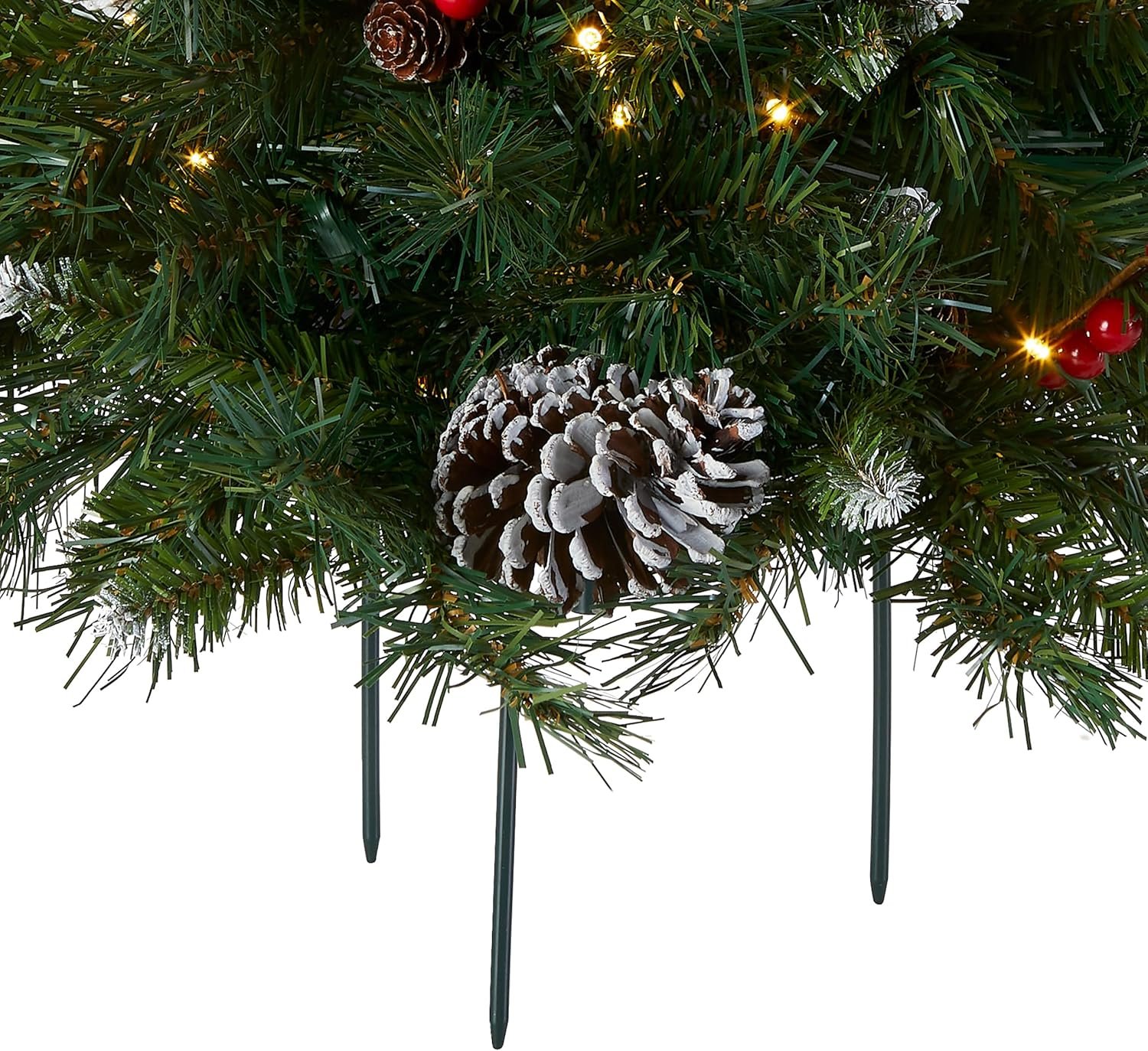 Hot Deals Today 🇺🇸 - National Tree Company 18 in Pre-Lit Frosted Berry Artificial Christmas Urn Filler, Christmas Decoration with Pinecones, 35 Clear LED Lights, 175 Tips, Timer, Tripod Stake, Green - Image 4