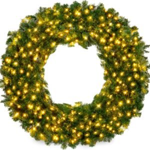Hot Deals Today 🇺🇸 – Best Choice Products 48in Large Artificial Pre-Lit Fir Christmas Wreath...