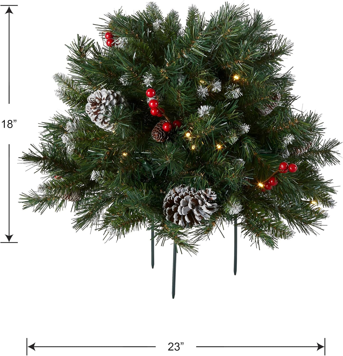 Hot Deals Today 🇺🇸 - National Tree Company 18 in Pre-Lit Frosted Berry Artificial Christmas Urn Filler, Christmas Decoration with Pinecones, 35 Clear LED Lights, 175 Tips, Timer, Tripod Stake, Green - Image 6