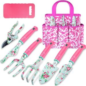 Hot Deals Today 🇺🇸 – Gardening Tools, 8 Pcs Heavy Duty Floral Garden Tool Set Birthday Gifts...