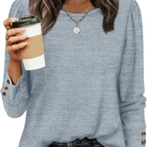 Hot Deals Today 🇺🇸 – WIHOLL Long Sleeve Shirts for Women Buttons Cuff Tunic Tops Casual Fall...